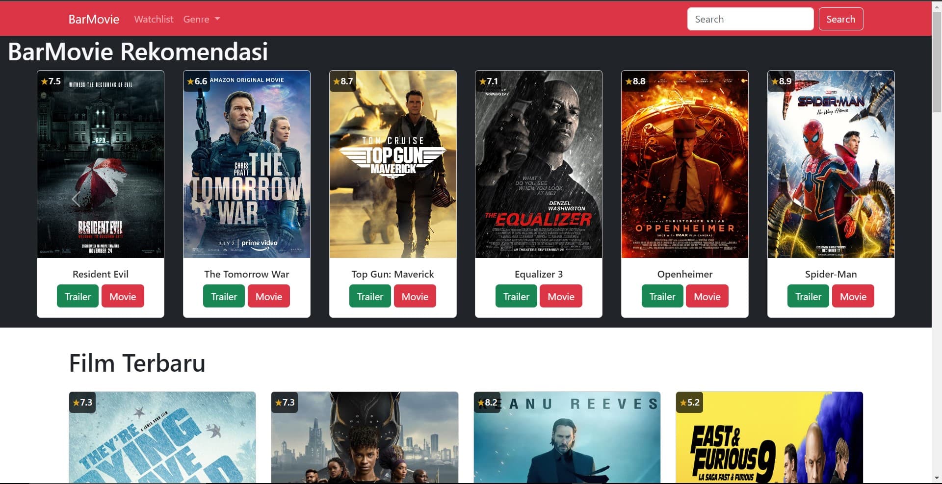 Movie Listing Website